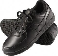 Genuine Grip - Women's Wide Width Plain Work Shoe - Black, Leather Upper, Rubber Outsole, 4" High, Dielectric, Non-Slip - Exact Tooling