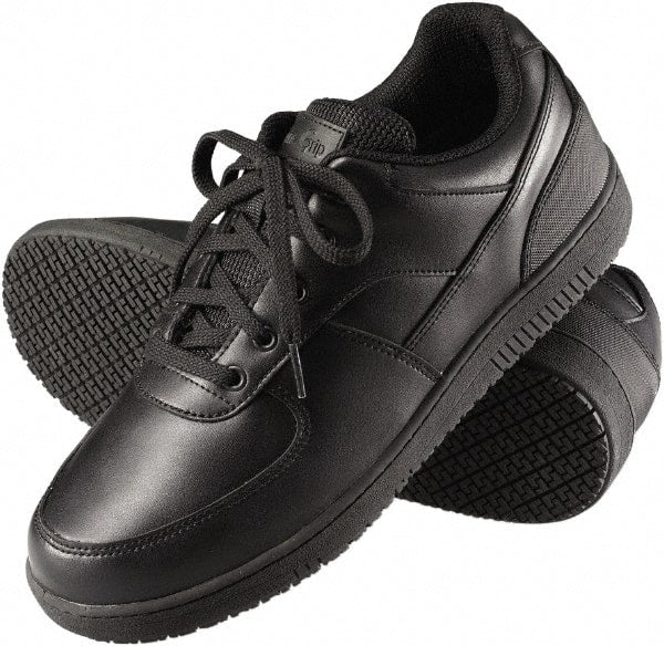 Genuine Grip - Women's Wide Width Plain Work Shoe - Black, Leather Upper, Rubber Outsole, 4" High, Dielectric, Non-Slip - Exact Tooling
