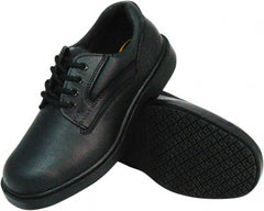 Genuine Grip - Women's Wide Width Steel Work Shoe - Black, Leather Upper, Rubber Outsole, 4" High, Dielectric, Non-Slip - Exact Tooling