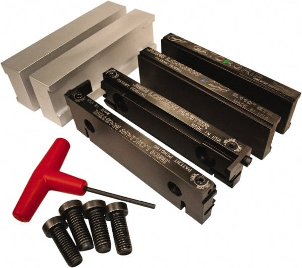 Jet Machining - 6" Jaw Width, " Jaw Height, Standard Vise Jaw Sets - Hardened Steel - Exact Tooling