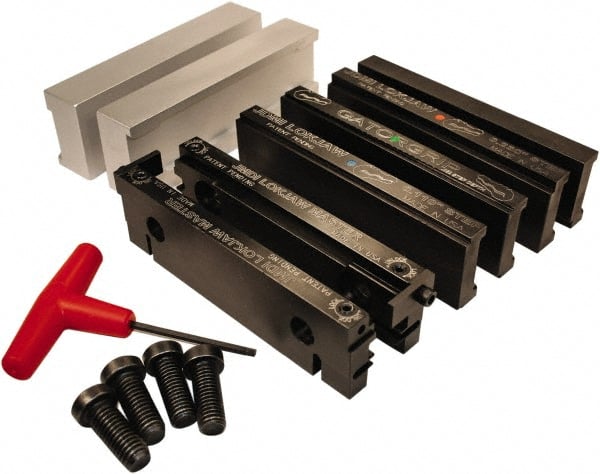 Jet Machining - 6" Jaw Width, " Jaw Height, Standard Vise Jaw Sets - Hardened Steel - Exact Tooling