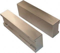 Jet Machining - 6" Wide x 2" High x 1-1/8" Thick, Flat/No Step Vise Jaw - Soft, Aluminum, Moveable Jaw, Compatible with 6" Vises - Exact Tooling