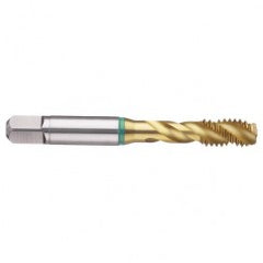 M22x2.5 6H 4-Flute Cobalt Green Ring Semi-Bottoming 40 degree Spiral Flute Tap-TiN - Exact Tooling