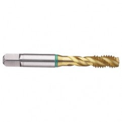 M20x2.5 6H 4-Flute Cobalt Green Ring Semi-Bottoming 40 degree Spiral Flute Tap-TiN - Exact Tooling