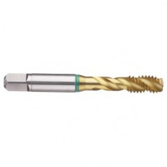 M18x2.5 6H 4-Flute Cobalt Green Ring Semi-Bottoming 40 degree Spiral Flute Tap-TiN - Exact Tooling