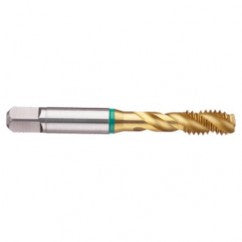 1-1/2-6 2B 6-Flute Cobalt Green Ring Semi-Bottoming 40 degree Spiral Flute Tap-TiN - Exact Tooling