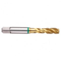 1-1/2-6 2B 6-Flute Cobalt Green Ring Semi-Bottoming 40 degree Spiral Flute Tap-TiN - Exact Tooling