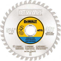 DeWALT - 5-1/2" Diam, 25/32" Arbor Hole Diam, 40 Tooth Wet & Dry Cut Saw Blade - Steel, Crosscutting Action, Standard Round Arbor - Exact Tooling