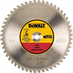 DeWALT - 10" Diam, 5/8" Arbor Hole Diam, 52 Tooth Wet & Dry Cut Saw Blade - Steel, Crosscutting Action, Standard Round Arbor - Exact Tooling