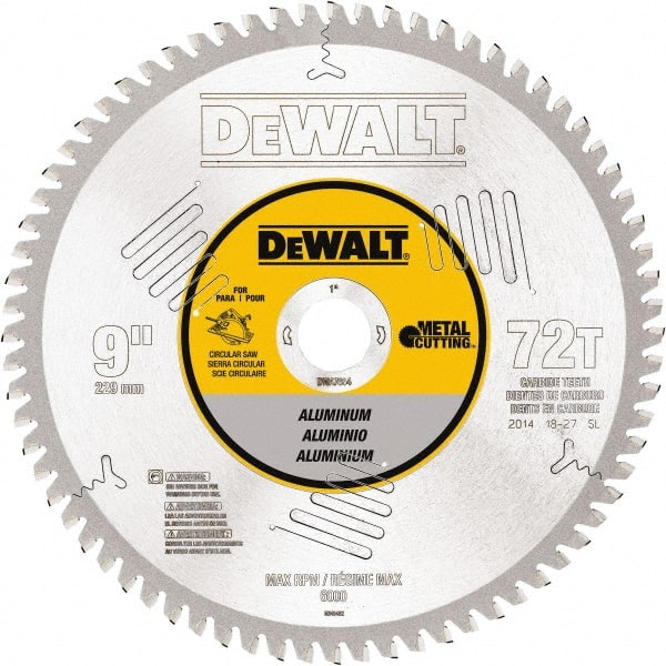 DeWALT - 9" Diam, 1" Arbor Hole Diam, 72 Tooth Wet & Dry Cut Saw Blade - Steel, Crosscutting Action, Standard Round Arbor - Exact Tooling