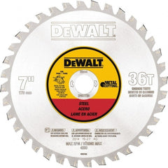 DeWALT - 7" Diam, 25/32" Arbor Hole Diam, 36 Tooth Wet & Dry Cut Saw Blade - Steel, Crosscutting Action, Standard Round Arbor - Exact Tooling