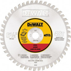 DeWALT - 6-1/2" Diam, 5/8" Arbor Hole Diam, 48 Tooth Wet & Dry Cut Saw Blade - Steel, Crosscutting Action, Standard Round Arbor - Exact Tooling