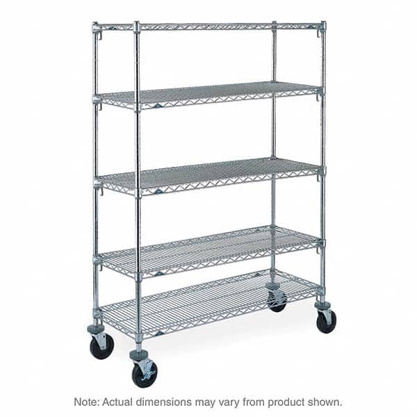 Metro - 900 Lb Capacity 5 Shelf Mobile Wire Shelving Unit - Add-On Unit - Exact Tooling