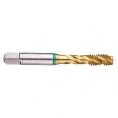 1-12 2B 4-Flute Cobalt Green Ring Semi-Bottoming 40 degree Spiral Flute Tap-TiN - Exact Tooling