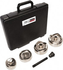 Greenlee - 7 Piece, 2.914 to 4.544" Punch Hole Diam, Power Knockout Set - Round Punch, 10 Gage Mild Steel - Exact Tooling