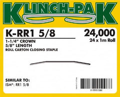 Klinch-Pak - 5/8" Long x 1-1/4" Wide, 0 Gauge Wide Crown Construction Staple - Steel, Copper Finish, Chisel Point - Exact Tooling
