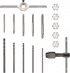 DeWALT - #6-32 to 1/4-20 Tap, #6-32 to 1/4-20 Die, UNC, Tap and Die Set - Carbon Steel, Carbon Steel Taps, Taper Taps, Nonadjustable, 17 Piece Set - Exact Tooling