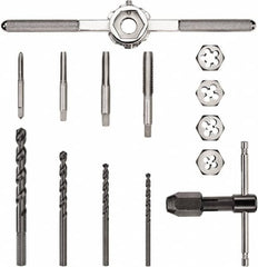 DeWALT - 1/4-20 to 1/2-13 Tap, 1/4-20 to 1/2-13 Die, UNC, Tap and Die Set - Carbon Steel, Carbon Steel Taps, Taper Taps, Nonadjustable, 14 Piece Set - Exact Tooling