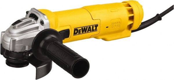 DeWALT - 4-1/2" Wheel Diam, 11,000 RPM, Corded Angle & Disc Grinder - 5/8-11 Spindle, 120 Volts, 11 Amps - Exact Tooling