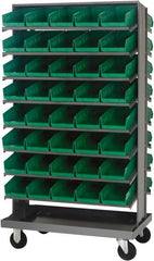 Quantum Storage - 80 Bin Sloping Shelf - 36 Inch Overall Width x 24 Inch Overall Depth x 66 Inch Overall Height, Green Polypropylene Bins - Exact Tooling