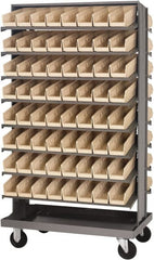 Quantum Storage - 128 Bin Sloping Shelf - 36 Inch Overall Width x 24 Inch Overall Depth x 66 Inch Overall Height, Ivory Polypropylene Bins - Exact Tooling