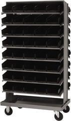Quantum Storage - 80 Bin Sloping Shelf - 36 Inch Overall Width x 24 Inch Overall Depth x 66 Inch Overall Height, Black Polypropylene Bins - Exact Tooling