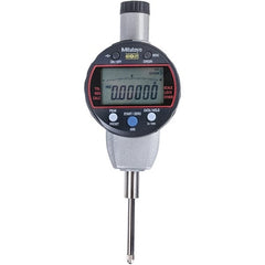 Mitutoyo - 0 to 1" Range, 0.001mm Graduation, Electronic Drop Indicator - Flat Back, Accurate to 0.0001", Inch & Metric System, LCD Display - Exact Tooling