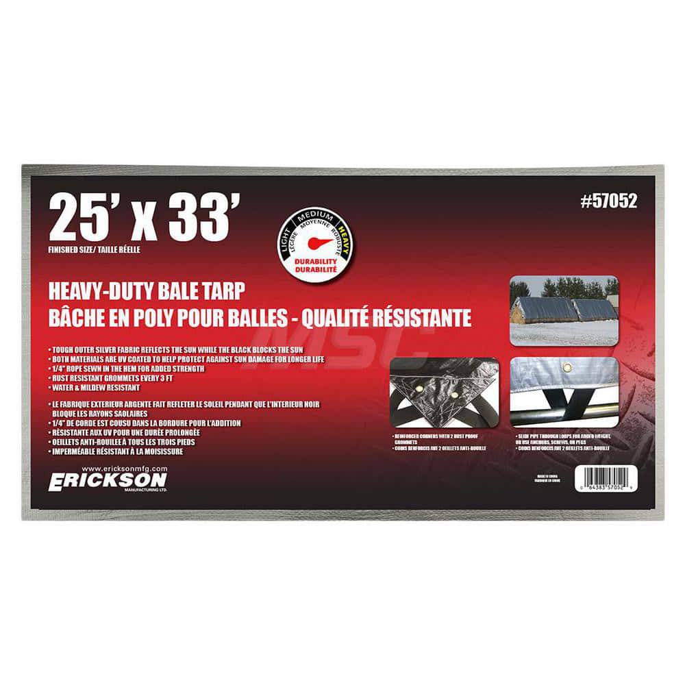 Erickson Manufacturing - Tarps & Dust Covers; Material: Polyethylene ; Width (Feet): 25.00 ; Grommet: Yes ; Color: Silver ; Length: 33 - Exact Tooling