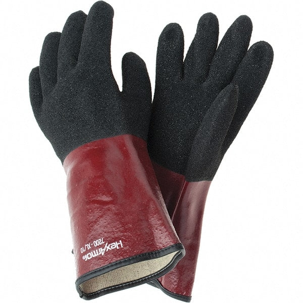 HexArmor - Chemical Resistant Gloves - GNTLET BLK/RED XL 1PR TEXTURD PVC CHEM RES GLV - Exact Tooling