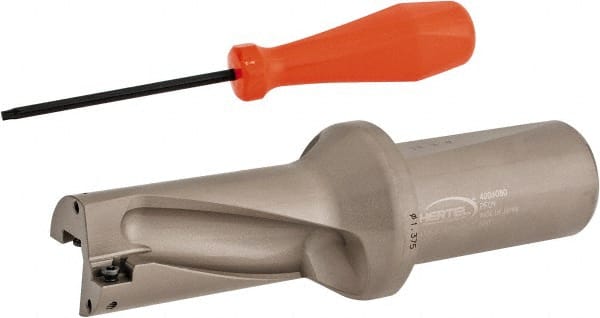 Hertel - 2-3/4" Max Drill Depth, 2xD, 1-3/8" Diam, Indexable Insert Drill - 2 Inserts, 1-1/2" Shank Diam, Straight Shank - Exact Tooling