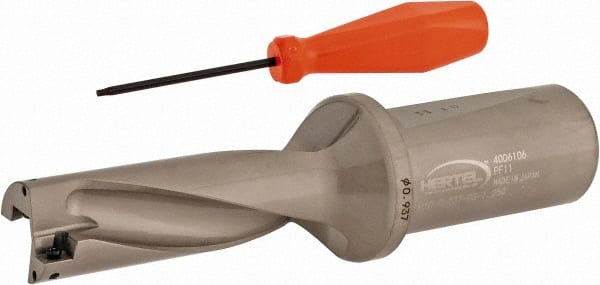 Hertel - 2-13/16" Max Drill Depth, 3xD, 15/16" Diam, Indexable Insert Drill - 2 Inserts, 1-1/4" Shank Diam, Straight Shank - Exact Tooling