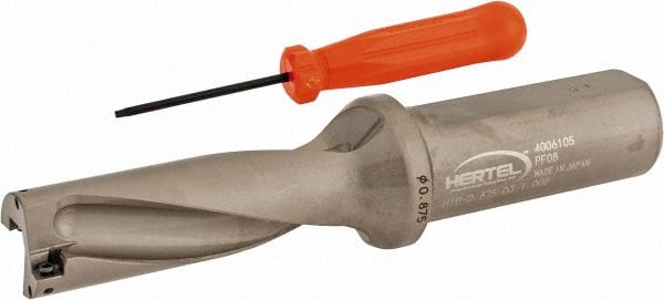 Hertel - 2-5/8" Max Drill Depth, 3xD, 7/8" Diam, Indexable Insert Drill - 2 Inserts, 1" Shank Diam, Straight Shank - Exact Tooling