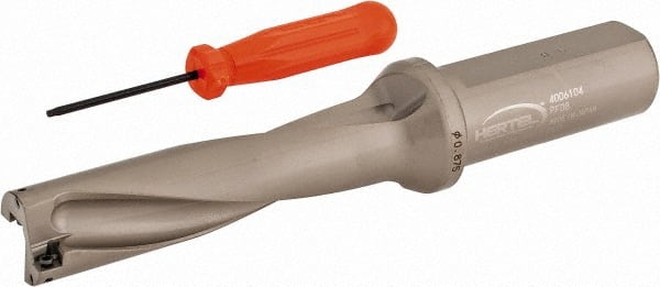 Hertel - 3-1/2" Max Drill Depth, 4xD, 7/8" Diam, Indexable Insert Drill - 2 Inserts, 1" Shank Diam, Straight Shank - Exact Tooling
