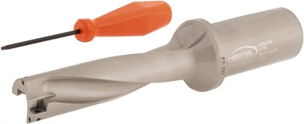 Hertel - 3-3/4" Max Drill Depth, 4xD, 15/16" Diam, Indexable Insert Drill - 2 Inserts, 1-1/4" Shank Diam, Straight Shank - Exact Tooling