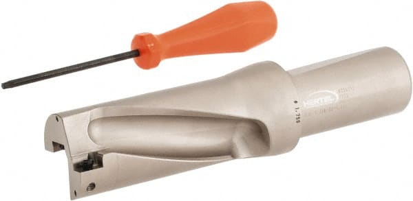 Hertel - 3-1/2" Max Drill Depth, 2xD, 1-3/4" Diam, Indexable Insert Drill - 2 Inserts, 1-1/2" Shank Diam, Straight Shank - Exact Tooling