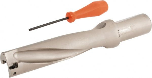 Hertel - 6-1/2" Max Drill Depth, 4xD, 1-5/8" Diam, Indexable Insert Drill - 2 Inserts, 1-1/2" Shank Diam, Straight Shank - Exact Tooling