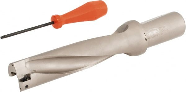 Hertel - 6" Max Drill Depth, 4xD, 1-1/2" Diam, Indexable Insert Drill - 2 Inserts, 1-1/2" Shank Diam, Straight Shank - Exact Tooling