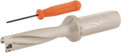 Hertel - 3" Max Drill Depth, 4xD, 3/4" Diam, Indexable Insert Drill - 2 Inserts, 1" Shank Diam, Straight Shank - Exact Tooling