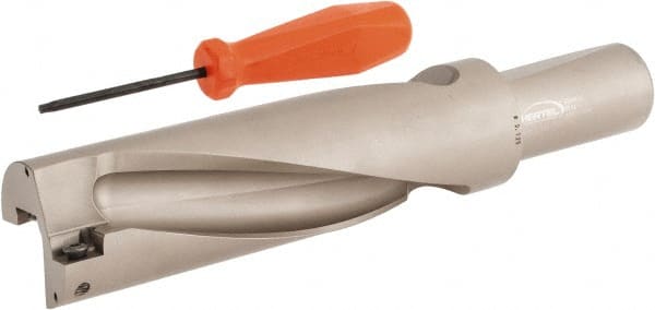 Hertel - 6-3/8" Max Drill Depth, 3xD, 2-1/8" Diam, Indexable Insert Drill - 2 Inserts, 1-1/2" Shank Diam, Straight Shank - Exact Tooling