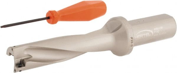 Hertel - 3.622" Max Drill Depth, 4xD, 0.9055" Diam, Indexable Insert Drill - 2 Inserts, 63/64" Shank Diam, Straight Shank - Exact Tooling