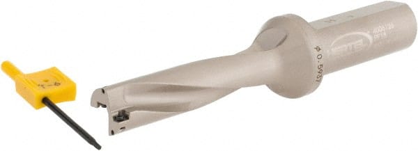 Hertel - 2-3/8" Max Drill Depth, 4xD, 19/32" Diam, Indexable Insert Drill - 2 Inserts, 3/4" Shank Diam, Straight Shank - Exact Tooling