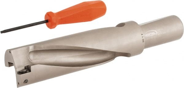 Hertel - 6" Max Drill Depth, 3xD, 2" Diam, Indexable Insert Drill - 2 Inserts, 1-1/2" Shank Diam, Straight Shank - Exact Tooling