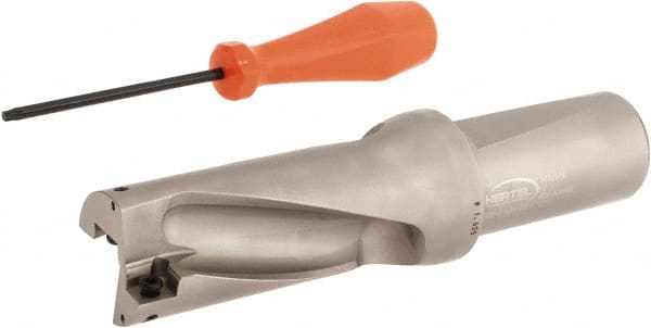 Hertel - 3-1/4" Max Drill Depth, 2xD, 1-5/8" Diam, Indexable Insert Drill - 2 Inserts, 1-1/2" Shank Diam, Straight Shank - Exact Tooling
