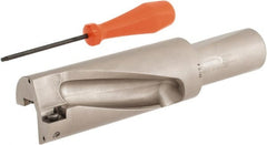 Hertel - 4-1/4" Max Drill Depth, 2xD, 2-1/8" Diam, Indexable Insert Drill - 2 Inserts, 1-1/2" Shank Diam, Straight Shank - Exact Tooling