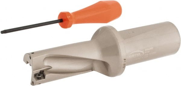 Hertel - 2-5/8" Max Drill Depth, 2xD, 1-5/16" Diam, Indexable Insert Drill - 2 Inserts, 1-1/2" Shank Diam, Straight Shank - Exact Tooling