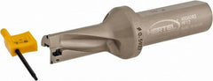 Hertel - 1-3/16" Max Drill Depth, 2xD, 19/32" Diam, Indexable Insert Drill - 2 Inserts, 3/4" Shank Diam, Straight Shank - Exact Tooling