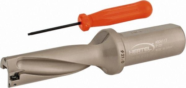 Hertel - 2.4803" Max Drill Depth, 3xD, 0.8268" Diam, Indexable Insert Drill - 2 Inserts, 63/64" Shank Diam, Straight Shank - Exact Tooling