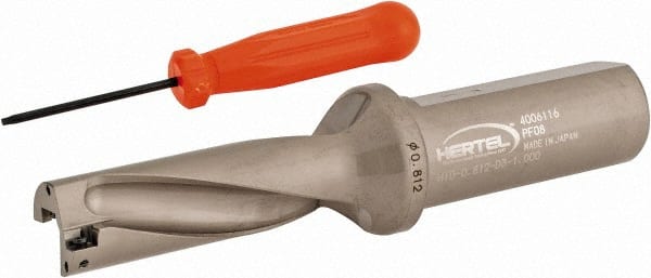 Hertel - 2-7/16" Max Drill Depth, 3xD, 13/16" Diam, Indexable Insert Drill - 2 Inserts, 1" Shank Diam, Straight Shank - Exact Tooling