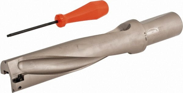 Hertel - 6-3/4" Max Drill Depth, 4xD, 1-11/16" Diam, Indexable Insert Drill - 2 Inserts, 1-1/2" Shank Diam, Straight Shank - Exact Tooling