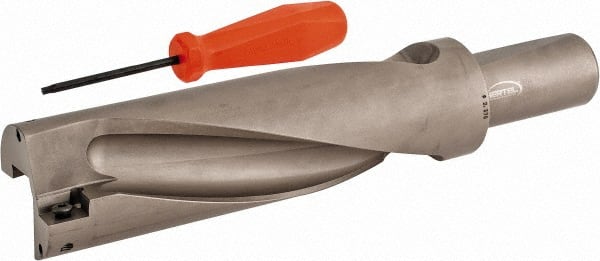 Hertel - 7-1/8" Max Drill Depth, 3xD, 2-3/8" Diam, Indexable Insert Drill - 2 Inserts, 1-1/2" Shank Diam, Straight Shank - Exact Tooling